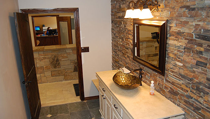 Custom stone and tile bathroom remodeling room